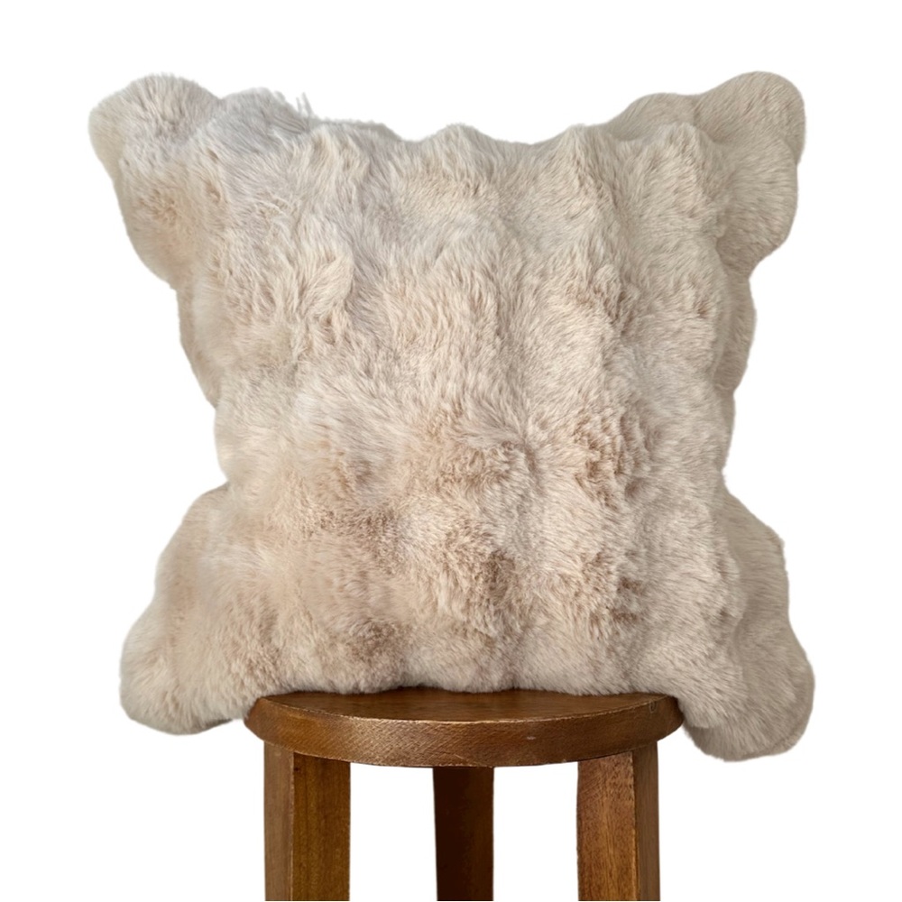 Beige faux fur 18” pillow cover